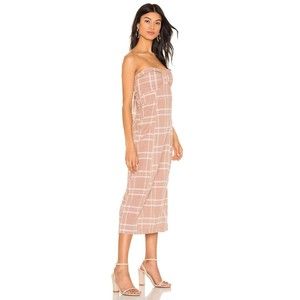 NWT $128  Free People Life Like This Strapless Dress Linen Back Tie Midi Slit L